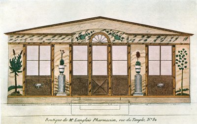 Pintura da fachada da Langlois Apothecarys Shop, Paris, França, 1928. de Unbekannt