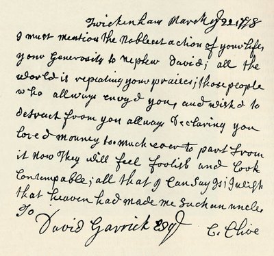 Fac-símile da carta de autógrafo de Kitty Clive, 1907 de Unbekannt