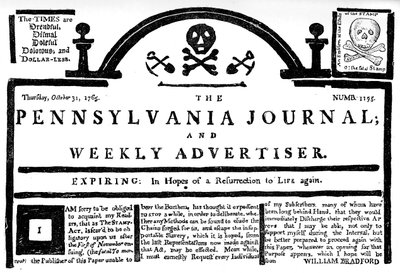 Fac-símile do Jornal da Pensilvânia sobre a Lei do Selo, 1765 c1880 de Unbekannt