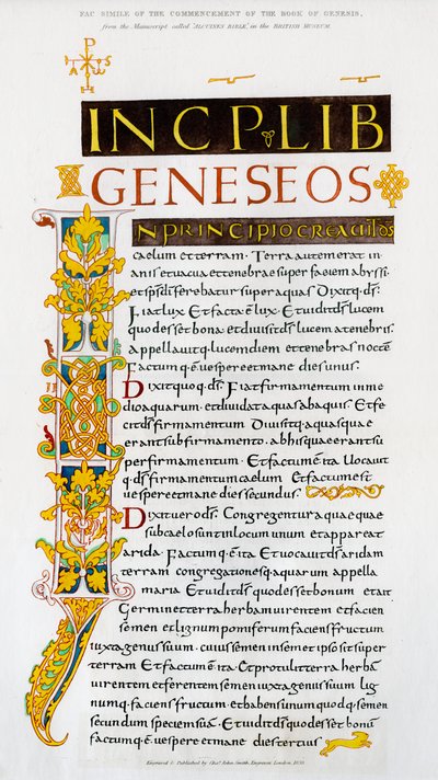 Fac-símile do início do livro de Gênesis, 1840 de Unbekannt