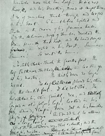 Página de fac-símile do MS para o verão indiano de um forsyte, por John Galsworthy, 1918, 1928. de Unbekannt