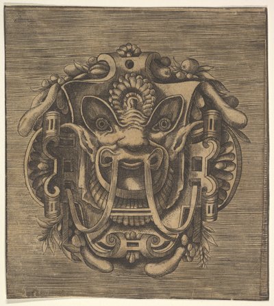 Máscara fantástica com tiras, meados do século XVI. de Unbekannt