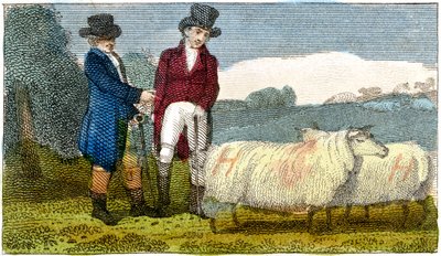 Agricultores discutindo ovelhas Dishley New Leicester, 1822 de Unbekannt