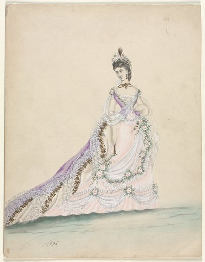 Estudo de moda projetado para Worth, 1870. de Unbekannt