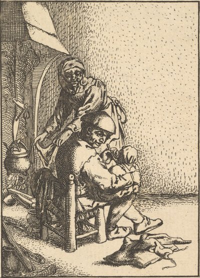Pai alimentando seu filho, 1610-85. de Unbekannt
