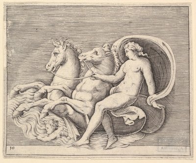 Nu feminino com dois cavalos-marinhos, publicado ca. 1599-1622. de Unbekannt