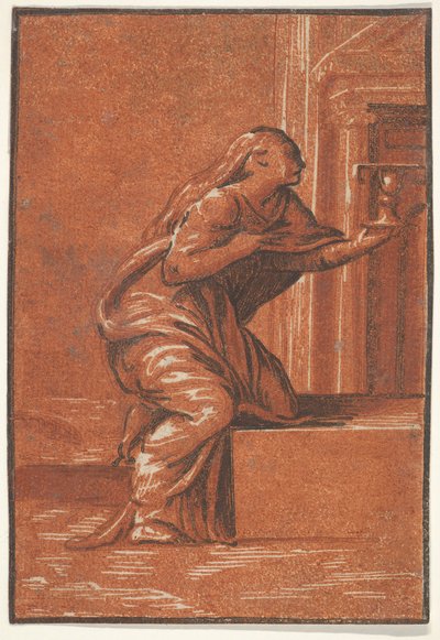 Personificação feminina de Fé que se ajoelha levantando um cálice na mão esquerda, af ..., ca. 1520-1560. de Unbekannt
