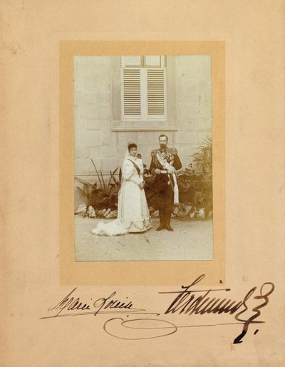 Fernando I da Bulgária com sua esposa, a princesa Marie Louise, de Bourbon-Parma, 1893. de Unbekannt