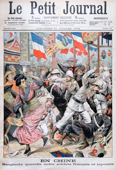 Luta entre soldados franceses e japoneses durante a Guerra Russo-Japonesa, China, 1904 de Unbekannt