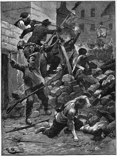 Lutando nas barricadas, A monarquia de julho, França, 1848 c1885 de Unbekannt