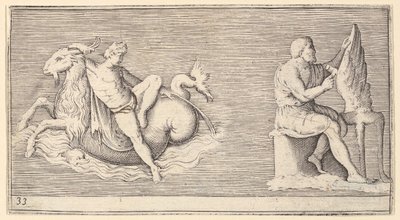 Figura em Seagoat, Man Carving Wing, publicada ca. 1599-1622. de Unbekannt