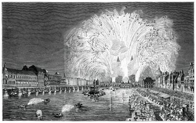 Fogos de artifício na ponte, Paris, 1754, 1885 de Unbekannt