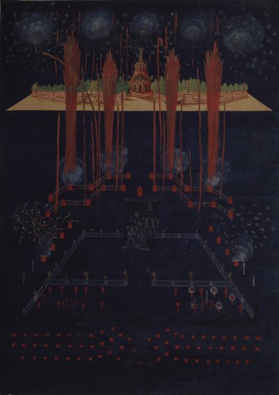 Fogos de artifício e iluminação em 10 de fevereiro de 1742, meados do século XVIII. de Unbekannt