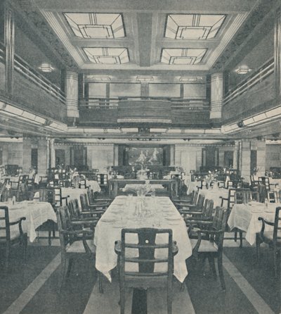 Salão de jantar de primeira classe na rainha das Bermudas, 1937 de Unbekannt