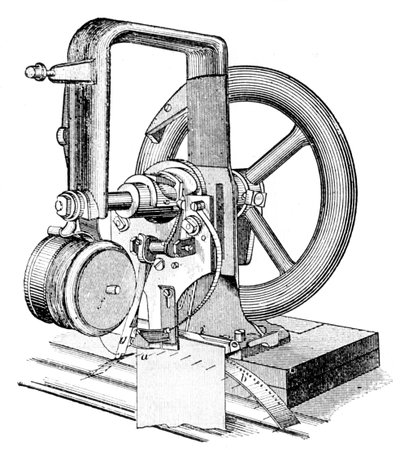 Primeira máquina de costura de ponto fixo, inventada por Elias Howe, século c19 de Unbekannt
