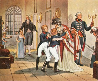 Primeira reunião da rainha Louise e seus filhos após a batalha de Jena, em 18 de outubro de 1806, 1936. de Unbekannt