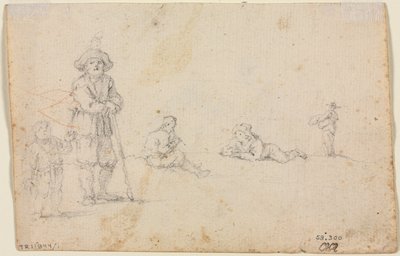 Estudos de cinco figuras, 1600s. de Unbekannt