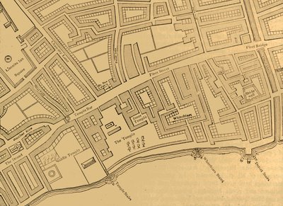 Rua da frota, o templo, etc., de um mapa de Londres, publicado 1720, 1897. de Unbekannt