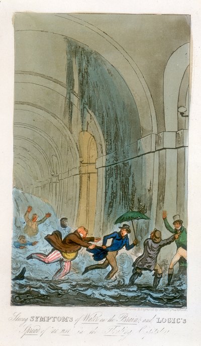 Inundações durante a escavação do túnel do Tamisa, Londres, 1828 de Unbekannt