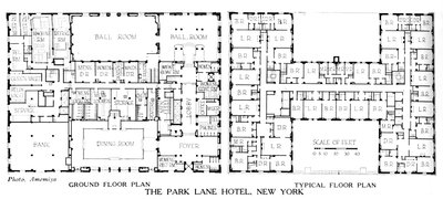 Plantas baixas, o Park Lane Hotel, Nova York, 1924 de Unbekannt