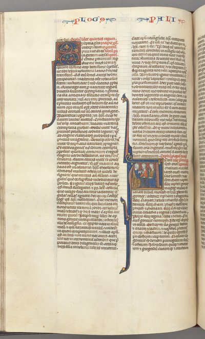 Fol. 148v, Crônicas I, historiamos a inicial A, três descendentes de Adão, c. 1275-1300. de Unbekannt