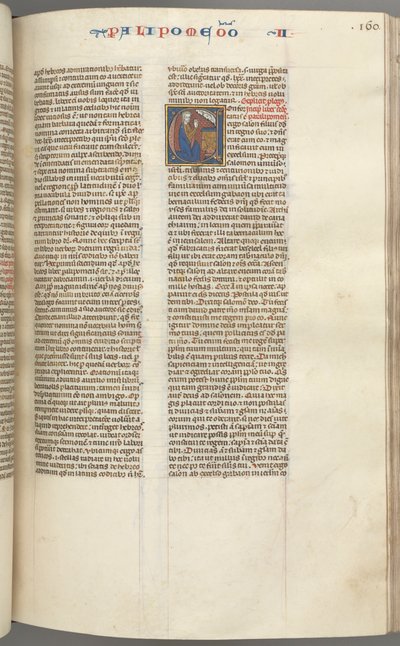Fol. 160r, Crônicas II, historiada inicial C, Salomão ajoelhado diante de um altar orando ..., c. 127 de Unbekannt