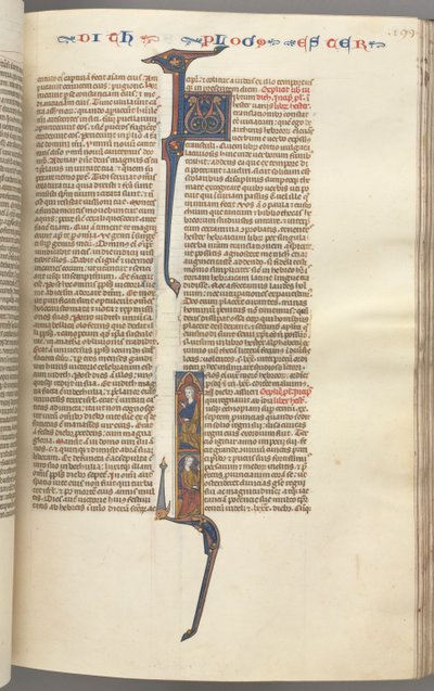 Fol. 199r, Ester, inicial historiada, duas figuras masculinas sentadas, c. 1275-1300. de Unbekannt