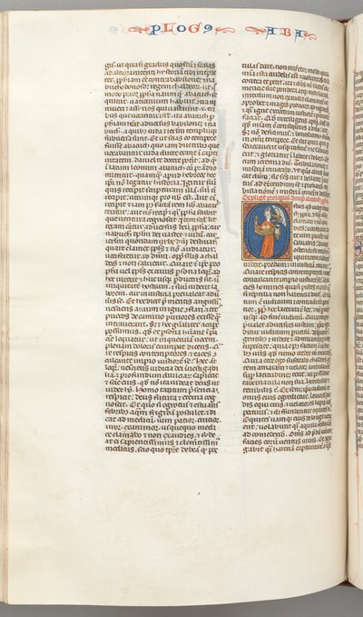 Fol. 361v, Habbakuk, O inicial historiado, Habbakuk segurando uma cesta e duas pedras ..., c. 1275-130 de Unbekannt