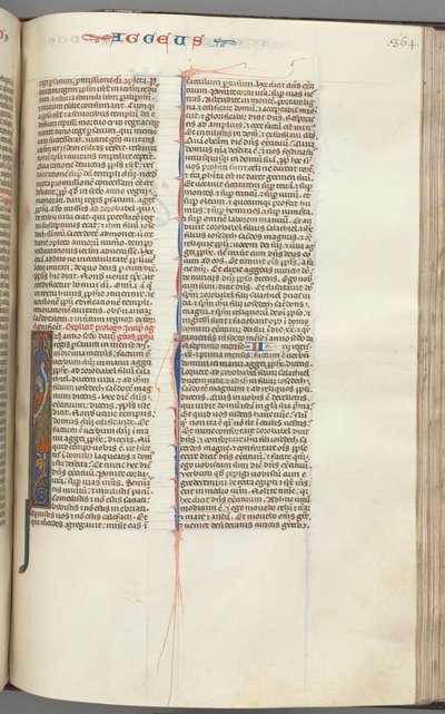 Fol. 364r, Ageu, historiada inicial I, Ageu com um pergaminho sobre um híbrido, c. 1275-1300. de Unbekannt