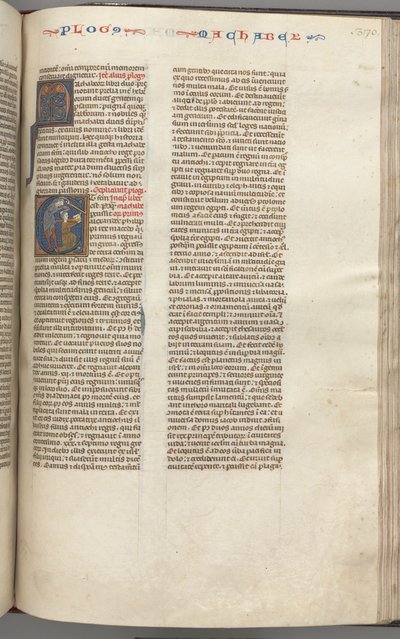 Fol. 370r, Macabeus I, historiado E inicial, Matatias matando o judeu idólatra, c. 1275-1300. de Unbekannt