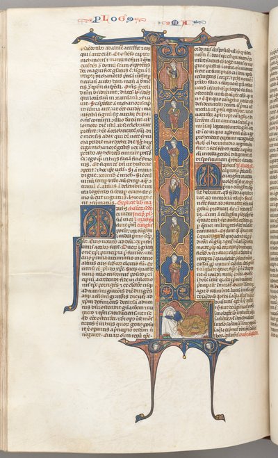 Fol. 391v, Matthew, inicial histórica de longa duração L, a Árvore de Jessé, com um Jessé adormecido, c. de Unbekannt