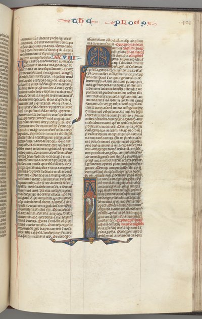 Fol. 404r, Mark, inicial historiada I, Mark em pé com um pergaminho, c. 1275-1300. de Unbekannt