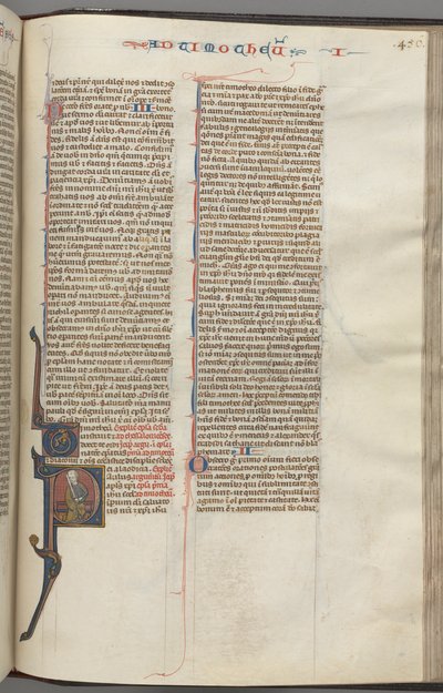 Fol. 456r, Timóteo I, historiador inicial P, Paulo sentado, c. 1275-1300. de Unbekannt