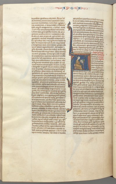 Fol. 482v, Revelações, historiada inicial A, João sentado em uma mesa escrevendo ..., c. 1275-1300. de Unbekannt