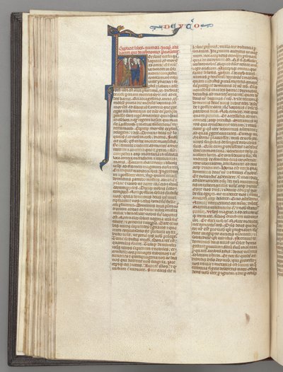 Fol. 62v, Deuteronômio, historiada inicial H, Moisés com chifres e pregação de pergaminho ..., c. 1275-1300 de Unbekannt