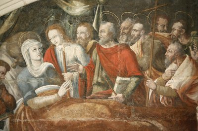 Fontevrault (Fontevraud), pintura da casa capitular da abadia: a morte de Maria pintada por Thomas Pot (detalhe) por volta de 1563, Fontevraud, França de Unbekannt