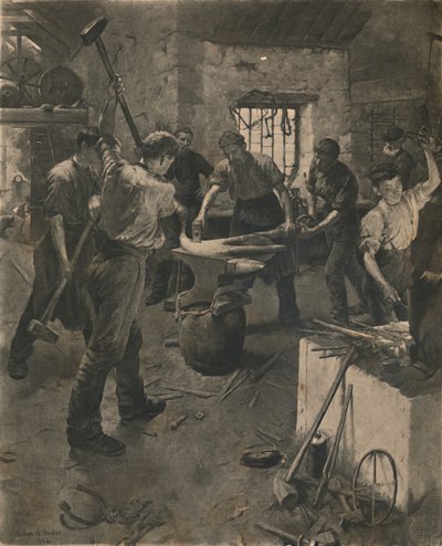 Forjando a âncora, 1892. de Unbekannt