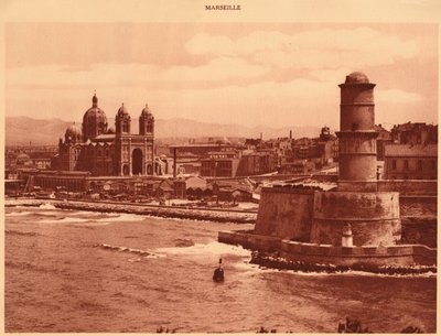 Forte St. Jean e Catedral, Marselha, 1930. de Unbekannt
