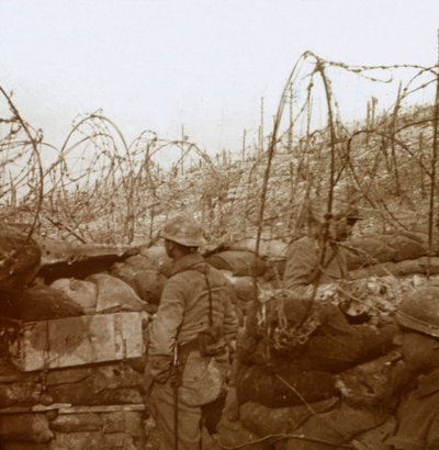 Trincheira fria, Champagne, norte da França, c1914-c1918 de Unbekannt