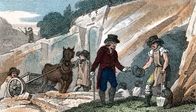 Caça fóssil no poço de giz de Cherry Hinton, Cambridgeshire, 1822 de Unbekannt