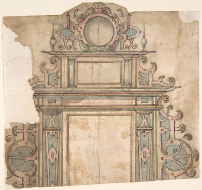 Fragmento de projeto para moldura arquitetônica, século XVI. de Unbekannt