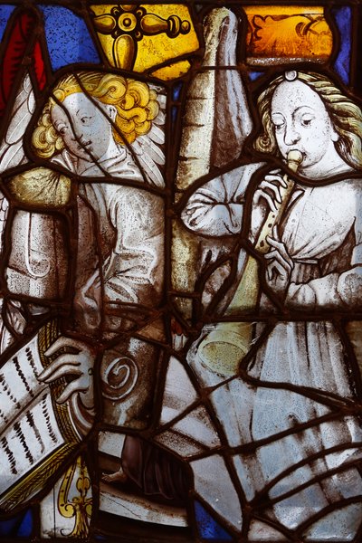 França, Ilha de França, Paris: fragmentos de vitrais da igreja de São Sverin dos séculos XV e XVI, Anjos músicos, Museu Carnavalet em Paris de Unbekannt