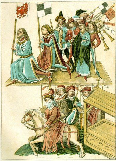 Frederick I recebe uma cópia de uma ilustração de Brandenburg da crônica ilustrada Richentals, c. 1440 de Unbekannt