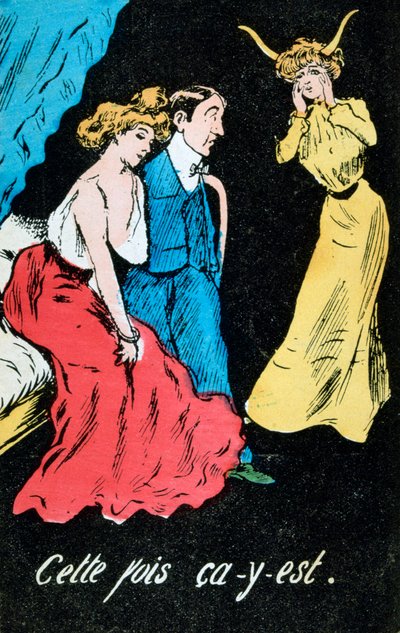 Cartão postal de caricatura de adultério francês, c1900 de Unbekannt