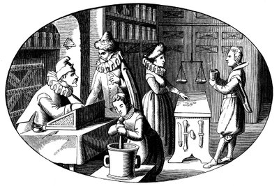 Farmacêutico e mercearia franceses, século XVI de Unbekannt