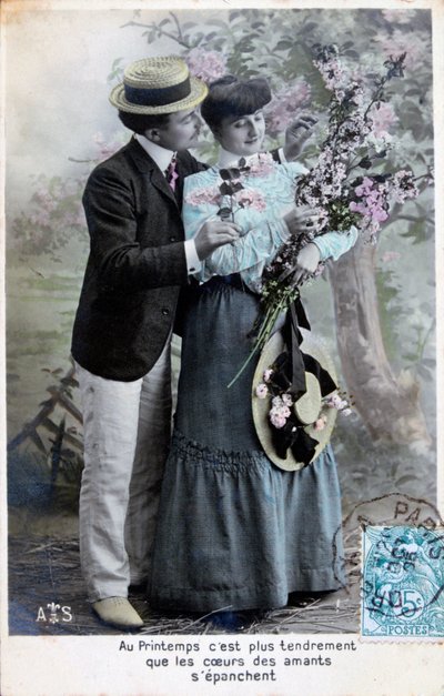 Cartão romântico francês, c1900 de Unbekannt