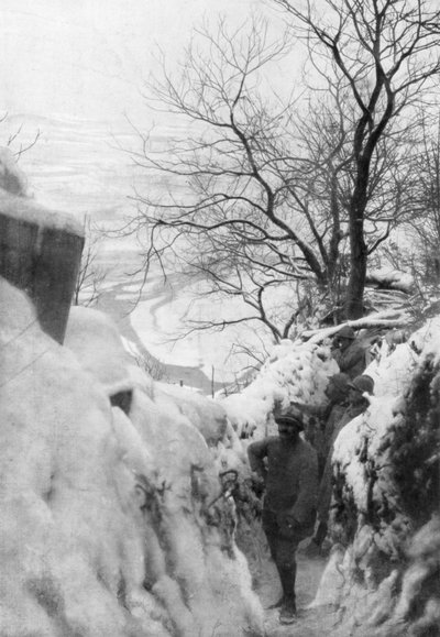 Trincheiras francesas no rio Piave, frente italiana, dezembro de 1917 de Unbekannt