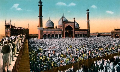 Orações de sexta-feira, Jama Masjid, Delhi, Índia, início do século XX de Unbekannt