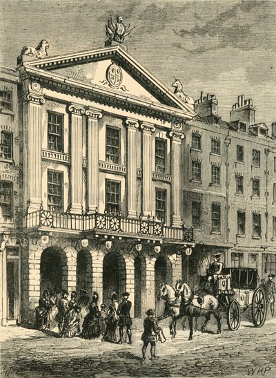 Parte dianteira do teatro velho de Drury Lane, 1881. de Unbekannt