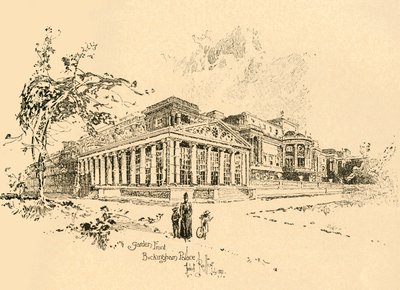 Parte dianteira do jardim, Palácio de Buckingham, Westminster, Londres, c1890. de Unbekannt